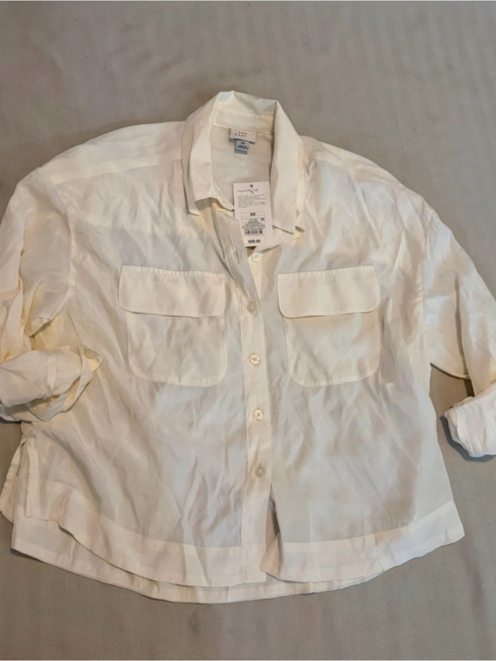 a new day White Button-Front Utility Shirt with Chest Flaps